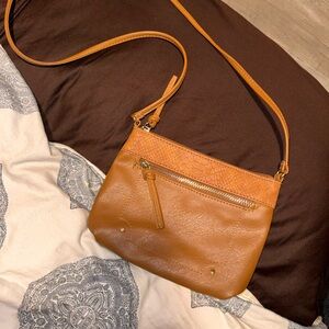 Tan Faux Leather Crossbody Bag